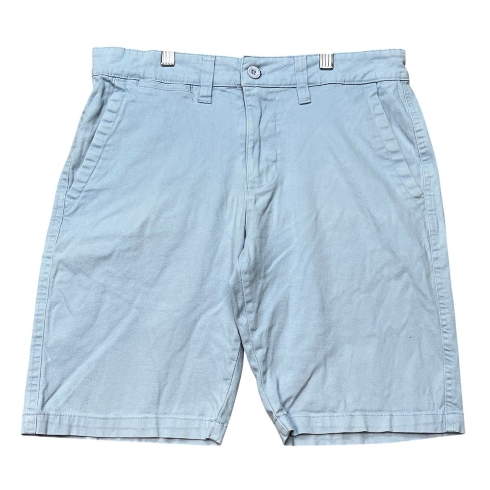 Nat Nast Chino Shorts Mens 30 Light Blue 5-Pocket Stretch Twill Flat Front EUC